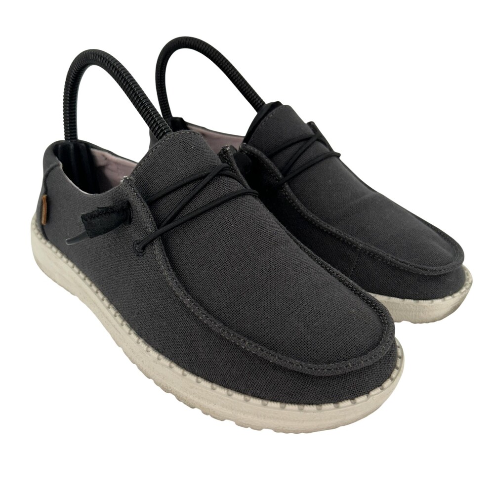 Hey Dude Shoes Womens Size 6 Wendy Chambray Off Black Slip On Casual Comfort